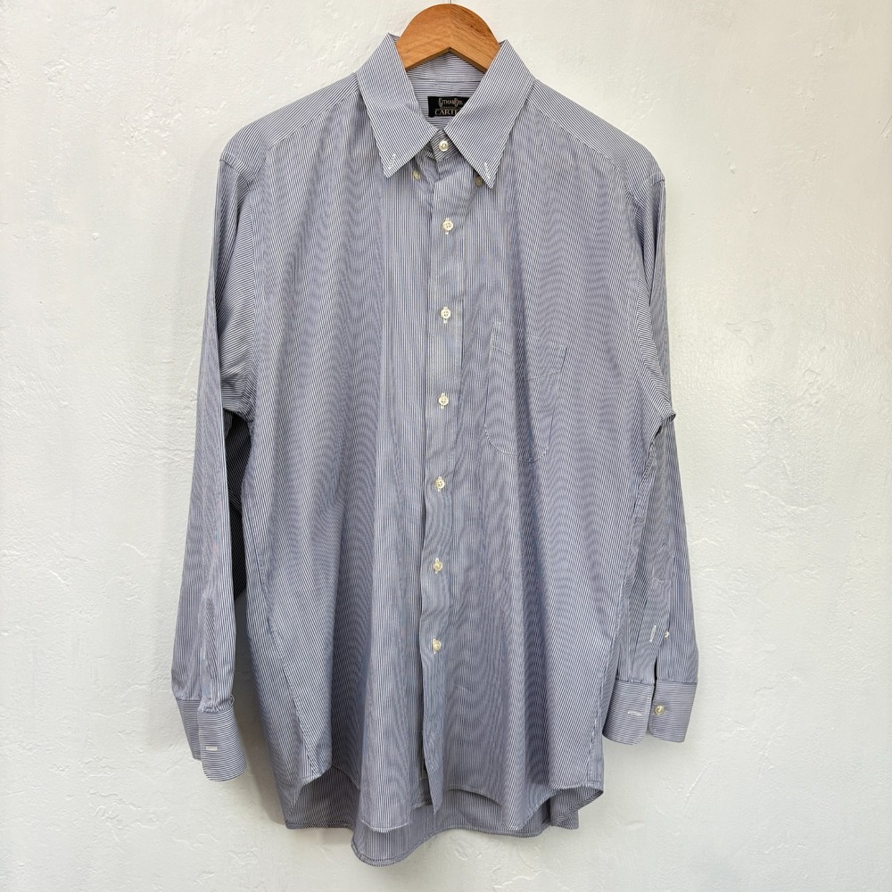 Gitman Bros For Carters Dress Shirt Men Size 16/33 Blue White Stripe Flaw
